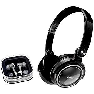 Coby CV215 Bass Stereo Headphones Black For iPod MP3 Players