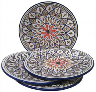 Le Souk Ceramique 11 inch Set of 4 Dinner Plates Tabarka Design