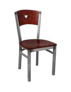 Clear Metal Star Back Design Restaurant Chair with Mahogany Wood Back 