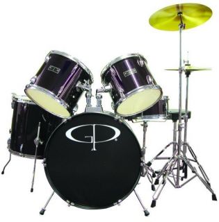 GP Percussion Player Full Size 5 Piece Black Drum Set