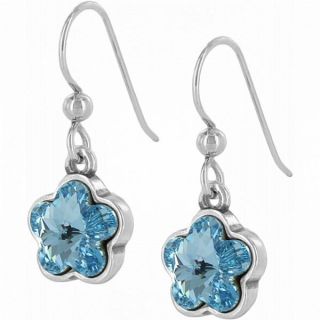 Brighton Blume Blue Crystal Earrings JE3272 Rtls $32 Sparkling Flowers 