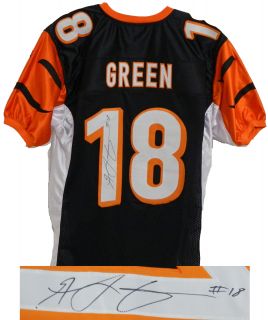 Green signed black and orange custom football jersey. Item comes 