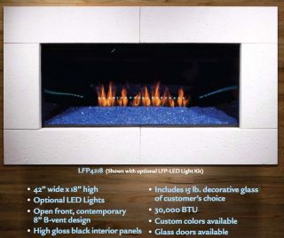 Golden Blount Gas Fireplace Modern Linear B Vent LFP4218 w/ LED Light 