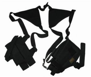 New Black Tactical Shoulder Pistol Hand Gun Holster w Double Mag Pouch 