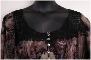 Daniel Rainn Womens Floral Crochet Lace Trim Tunic 3X Angel Sleeve 