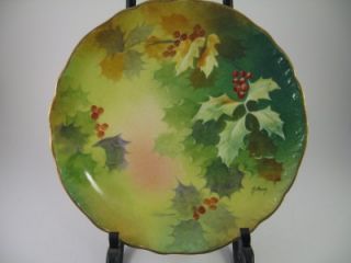 Antique Blakeman & Henderson Limoges Holly Hand Painted Signed 9 Gold 