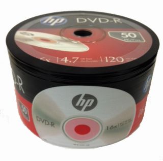 50 Pack HP 16X Logo Blank DVD R Recordable Disc Media 4 7GB Shrink 