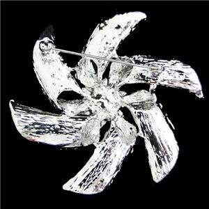 Bridal Blink Windmill Star Pin Brooch Clear Swarovski Crystal