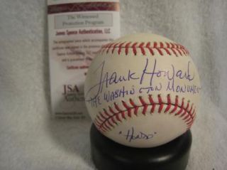 Frank Hondo Howard Signed Washington Monument OML Baseball JSA COA 