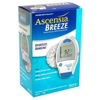 NEW ASCENSIA BREEZE BLOOD GLUCOSE METER, Lancing Device, 5 lancets 