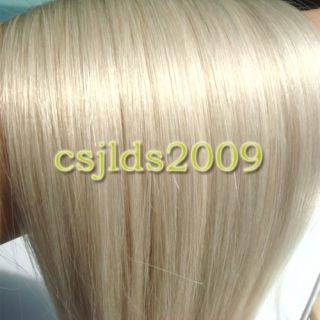 22 Clip in Human Hair Extensions Platinum Blonde 60