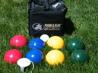 Park Sun High Quality Bocce Ball Set w Case Marker Ball Measuring Cord 