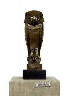   Futurism Animal Bronze Sculpture Owl Signed Umberto Boccioni