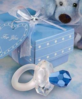 12 Blue Crystal Pacifier Boy Baby Shower Party Favors