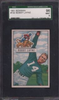 Bobby Layne 1951 51 Bowman Football 102 SGC 96 Mint 9