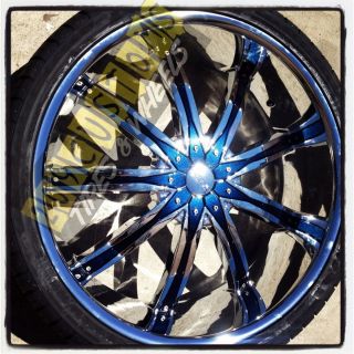 24 inch Wheels Rims Tires Blue DW29 6x139 7 Escalade 2001 2002 2003 