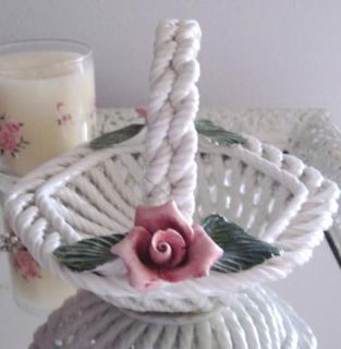   pale pink porcelain roses chic white woven hexagon porcelain basket