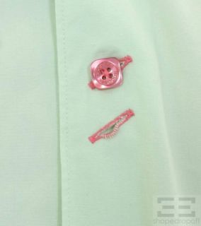 Bogosse Mens Green Pink Topstitched Cotton Button Front Shirt Size 5 