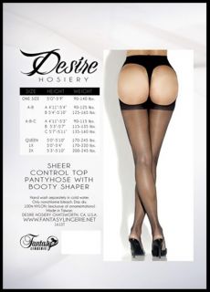   Sheer Control Top Pantyhose w Booty Shaper One Size Regular 161