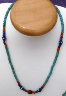 Tribal Bondi Blue Ceramic Necklace from Nagaland NAGN04