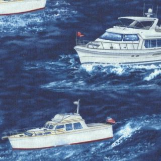 Boating Fishing Boats Small Yachts Cotton Quilt Fabric