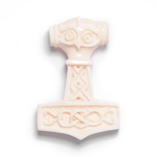 Celtic Norse Thor Hammer Amulet Bone Pendant Necklace by 