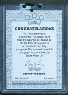 2009 Sport Kings Bob Lilly Auto Autograph Silver
