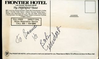 Bob Newhart Autographed Frontier Hotel Jumbo Postcard Frank Sinatra Jr 