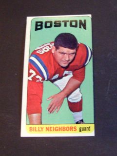 1965 Boston Patriots Billy Neighbors Topps Trading Card