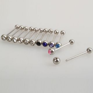 Lots 12 Pcs Tongue Ring Stud Body Jewelry Bars Barbell Multi Colored 