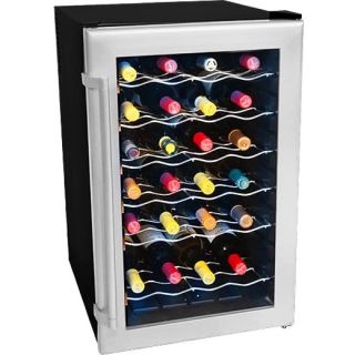 28 Bottle ThermoElectric Wine Cooler, Compact Reversible Glass Door 