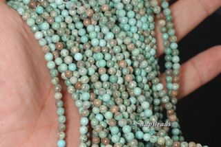 4mm Boulder Creek Queen Turquoise Gemstone Round 4mm Loose Beads 16 