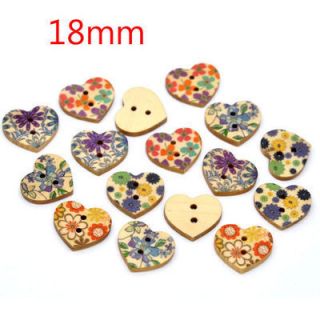   Flower Heart Wood Sewing Buttons Scrapbook 18x15mm Knopf Bouton
