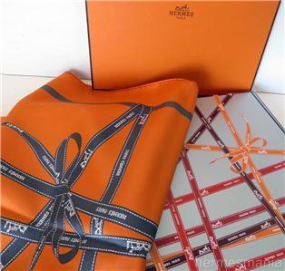 New in Special Box Hermes Silk Scarf Iconic Bolducs in Burnt Orange 