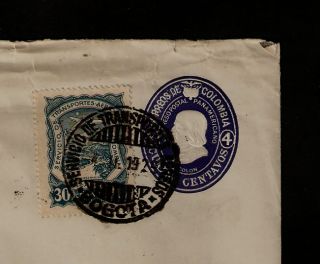 1920s Bogota Colombia 4c Stamped enV Scott C42 Airmail Cover Dental CC 