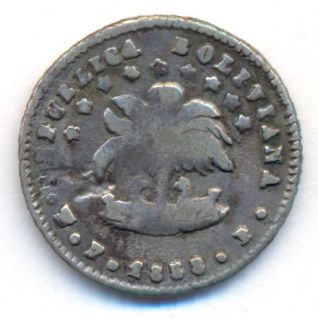 Bolivia Bolivar 1 2 Sol 1853 FP RARE Nice