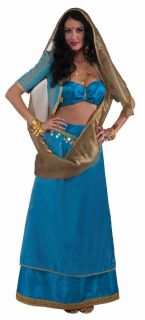 Bollywood Beauty Blue Indian Belly Dancer Dress Sari Costume Womens 