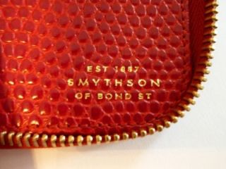 EUC SMYTHSON OF BOND STREET Red Textured Zip Around Leather Agenda w 