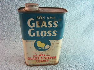 Vintage Bon Ami Tin Can Glass Gloss 1 Pint Empty