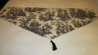 THREE WAVERLY COUNTRY LIFE BLACK AND WHITE TOILE VALANCES / BLACK 