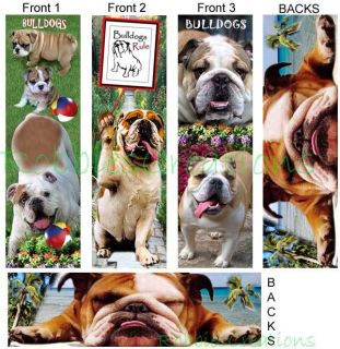  3 Bulldog Bookmarks Dog English Book Markers Art