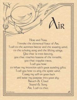 Air Invocation Parchment Page for Book of Shadows or Poster