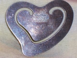 Tiffany Co Sterling Silver Elsa Peretti Heart Bookmark Patina