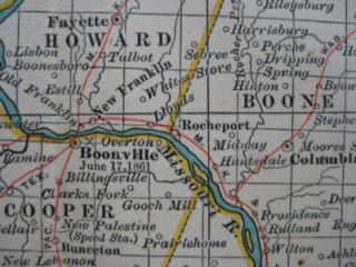 1897 Map Northern Missouri Boonville Canton Kansas City