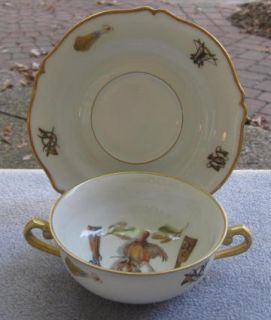 Georges Boyers Limoges France Cream Soup Bowl (s) Hunting Game Birds 