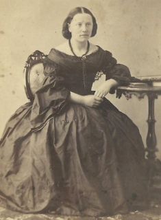   Victorian Woman in Lavish Low Shoulder Fashion Dress Boras