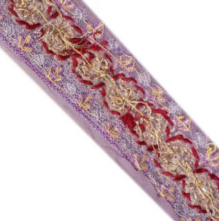 Vintage Sari Border Hand Beaded Trims Lace 1 5w Floral Wall Decor 