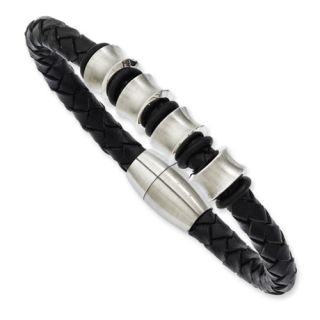 Chisel® Stainless Steel Leather Bracelet 8 50