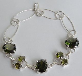 Olive Peridot Fancy 925 Sterling Silver Bracelet Jewelry  