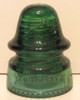 CD 162 Aqua w Amber Hemingray No 19 Glass Insulator